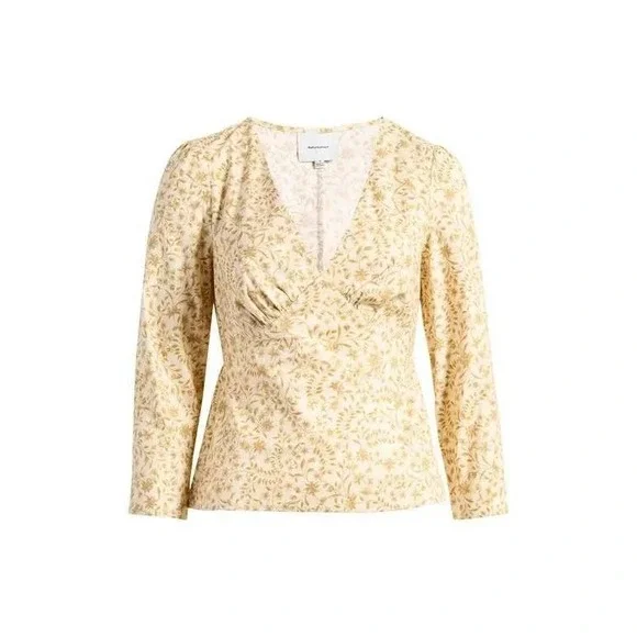 Reformation Cream and Gold Floral Blouse - Picture 3 of 10